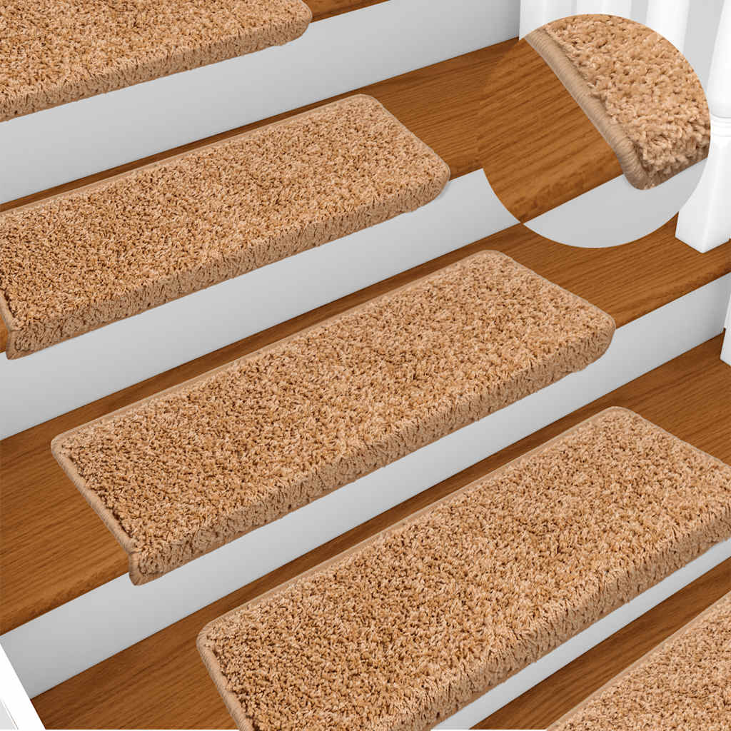 Prostirke za stepenice 30 kom 65x21x4 cm bež pravokutni rub