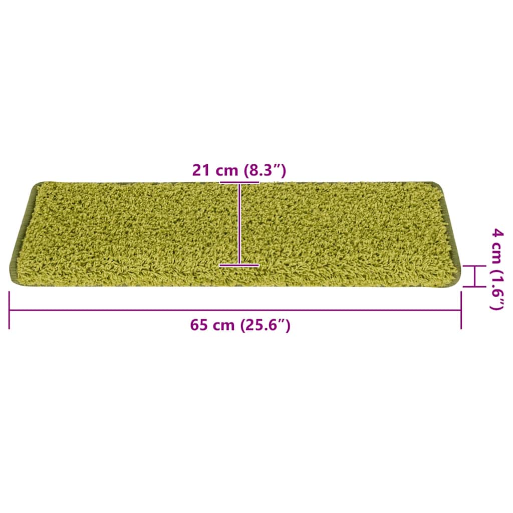 Prostirke za stepenice 30 kom 65x21x4 cm Zelene s pravokutnim rubom