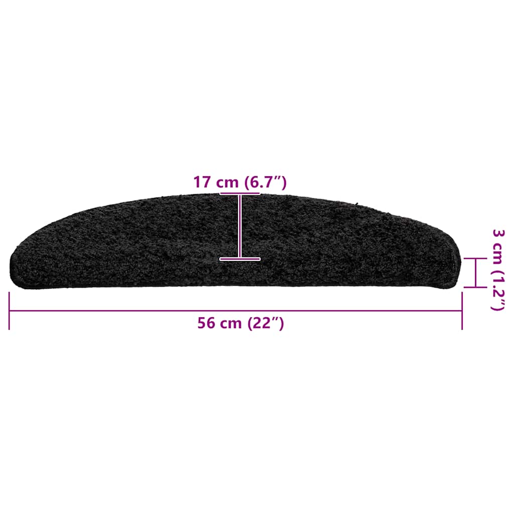 Prostirke za stepenice 20 kom 56x17x3 cm Crne poluokrugle