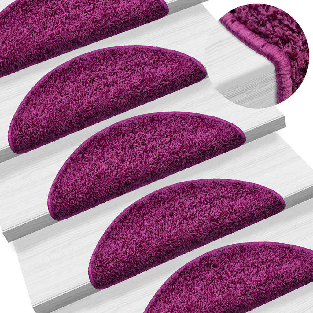 Prostirke za stepenice 20 kom 56x17x3 cm ljubičaste poluokrugle