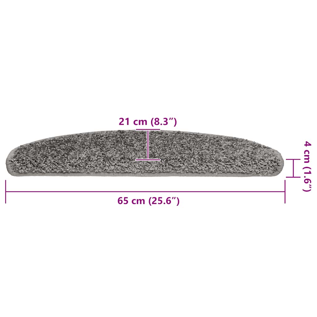 Prostirke za stepenice 20 kom 65x21x4 cm sive poluokrugle velike