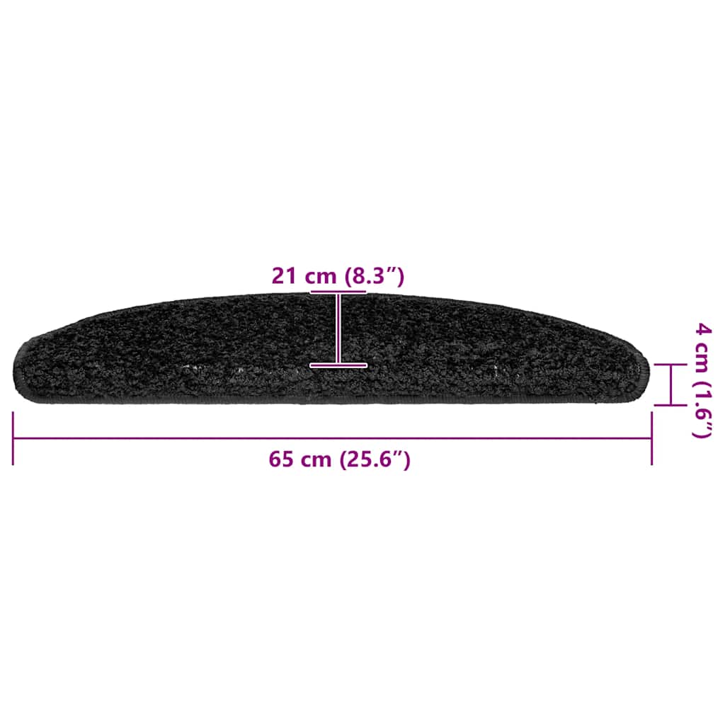 Prostirke za stepenice 20 kom 65x21x4 cm Crne poluokrugle velike