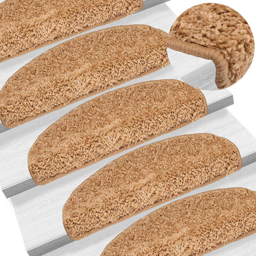 Prostirke za stepenice 20 kom 65x21x4 cm bež poluokrugle velike
