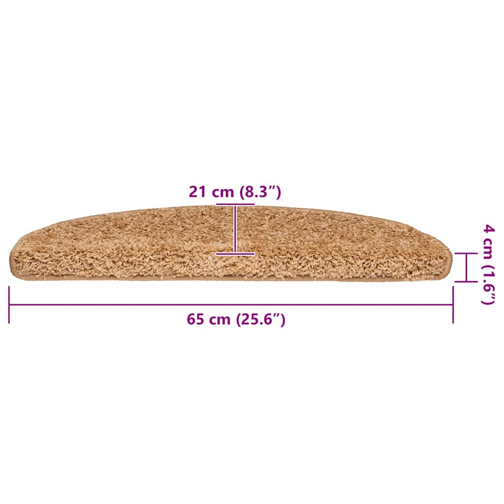 Prostirke za stepenice 20 kom 65x21x4 cm bež poluokrugle velike