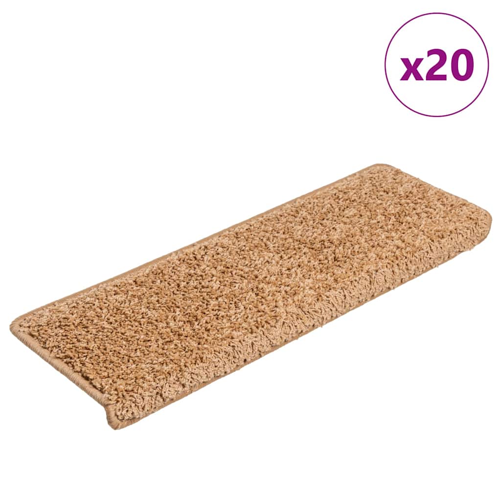 Prostirke za stepenice 20 kom 65x21x4 cm bež pravokutni rub