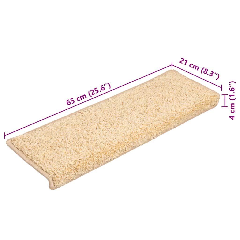 Prostirke za stepenice 20 kom 65x21x4 cm krem pravokutni rub