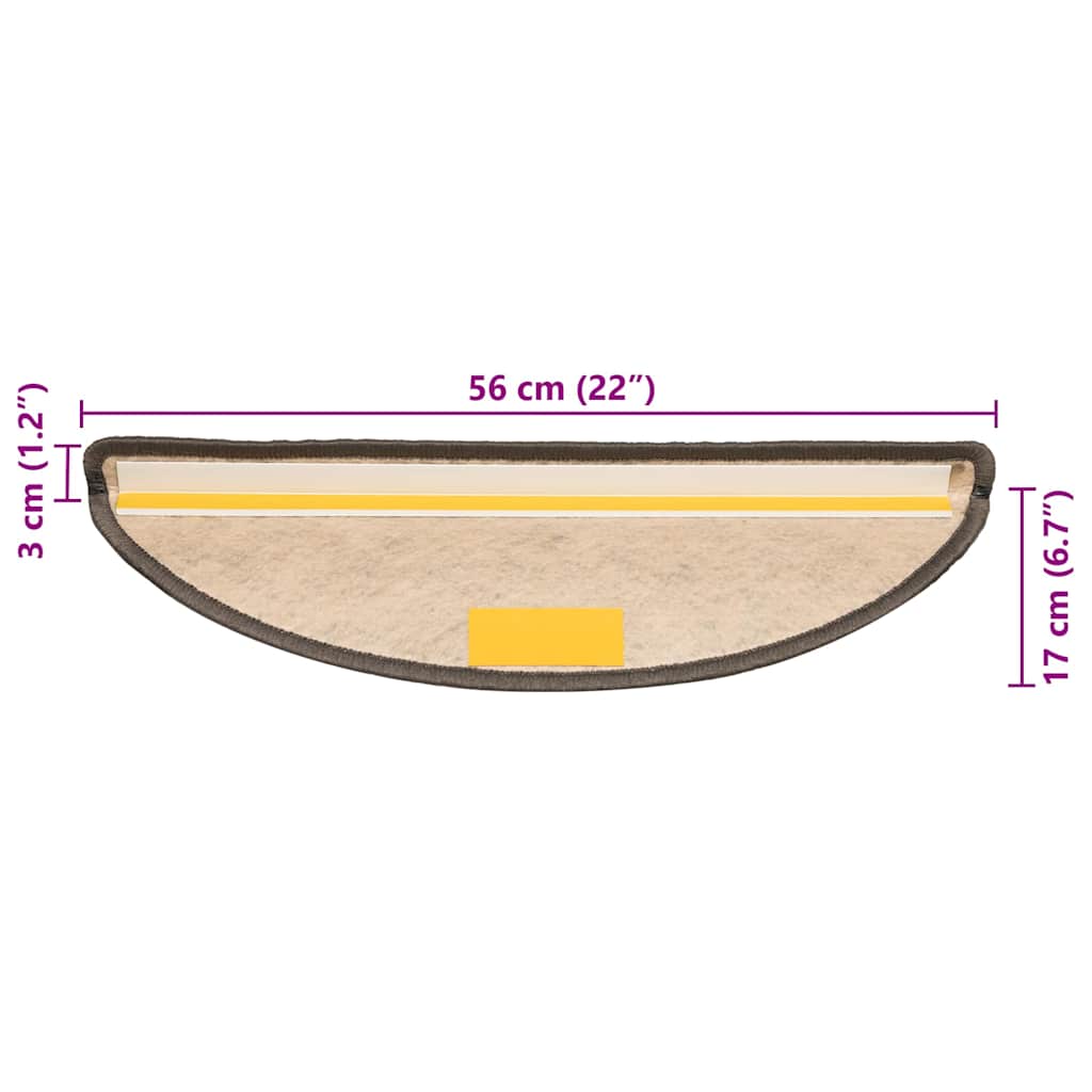 Samoljepljivi otirači za stepenice 30 kom 56x17x3 cm sivi/bež