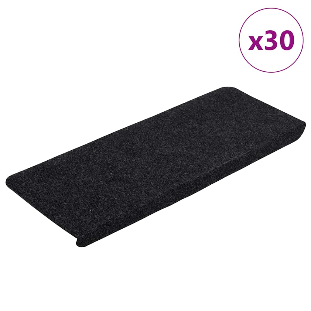 Samoljepljivi otirači za stepenice 30 kom crni 65x24,5x3,5 cm