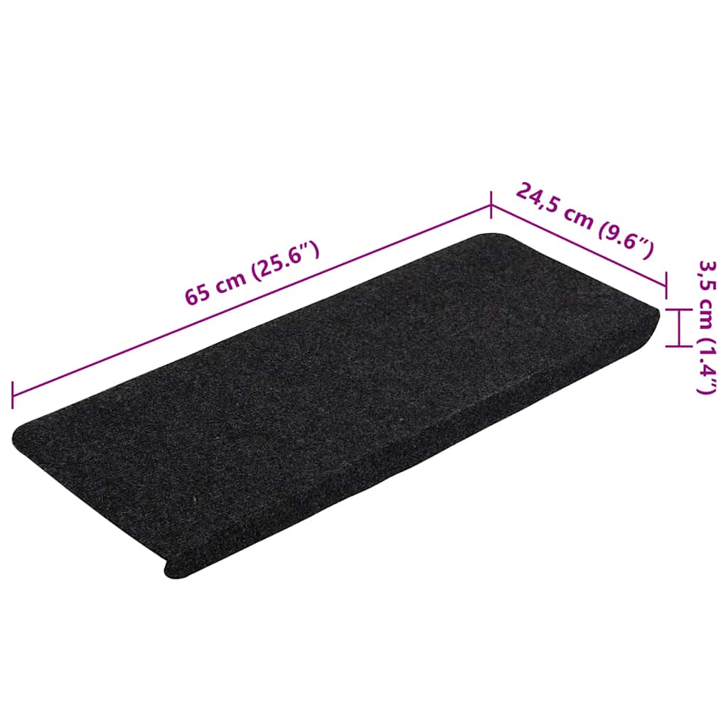 Samoljepljivi otirači za stepenice 30 kom crni 65x24,5x3,5 cm
