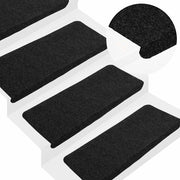 Samoljepljivi otirači za stepenice 30 kom crni 65x24,5x3,5 cm