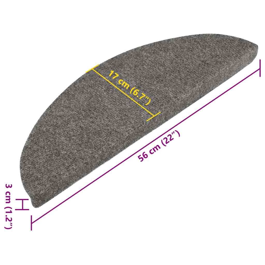 Samoljepljivi otirači za stepenice 30 kom sivi 56 x 17 x 3 cm