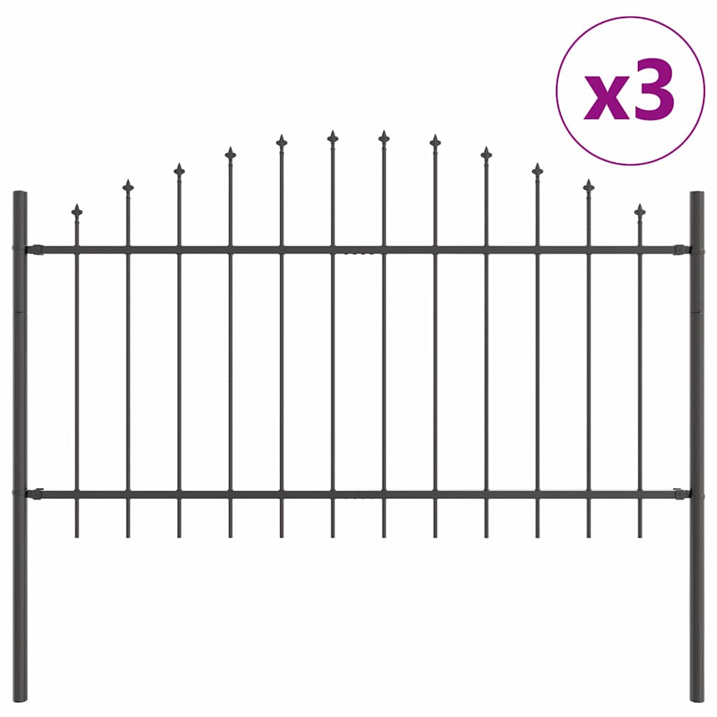 Vrtna Ograda 3 pcs Siva 170 x 140 cm Čelik s prahom premazan