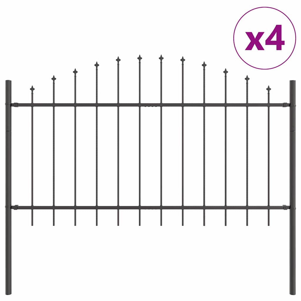 Vrtna Ograda 4 pcs Siva 170 x 140 cm Čelik s prahom premazan