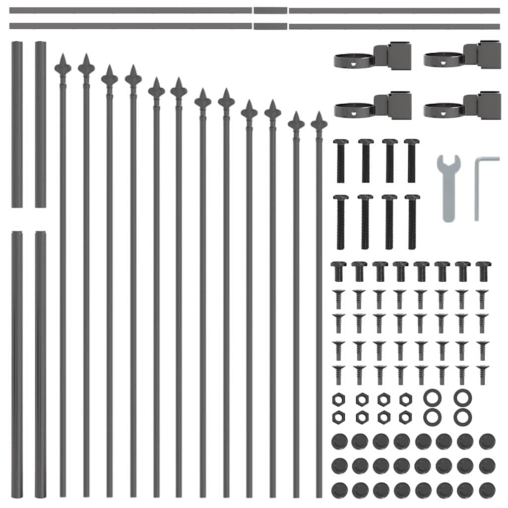 Vrtna Ograda 5 pcs Siva 170 x 140 cm Čelik s prahom premazan