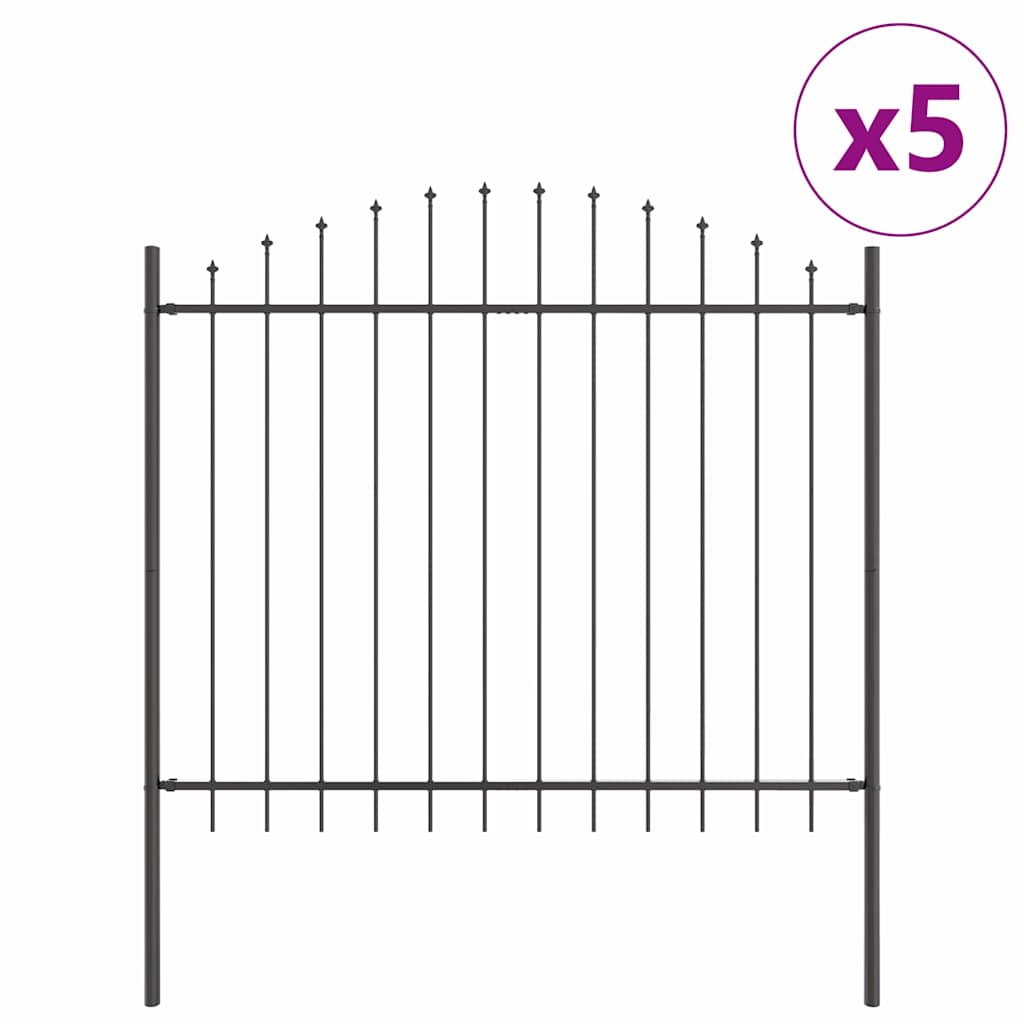 Vrtna Ograda 5 pcs Siva 170 x 190 cm Čelik s prahom premazan