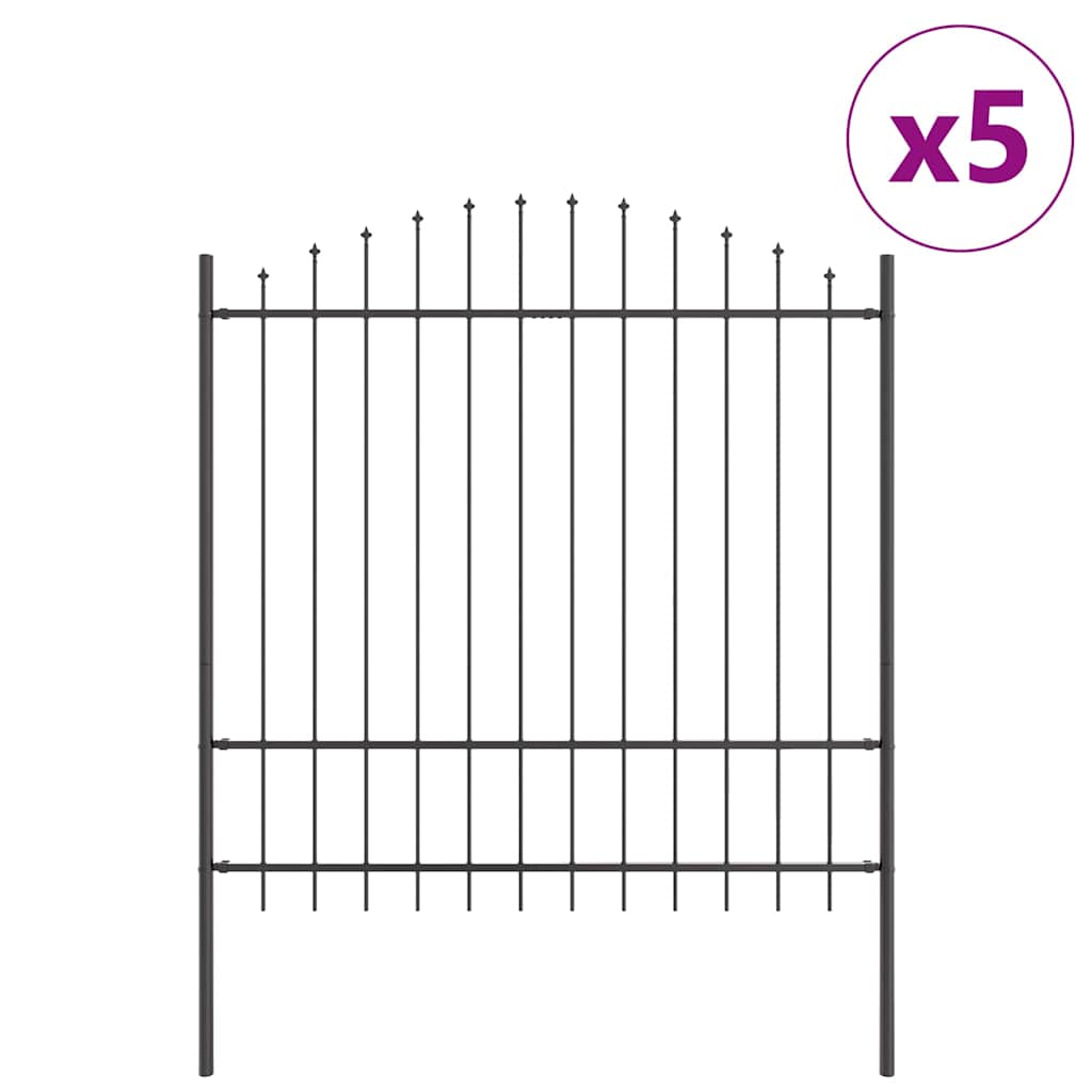 Vrtna Ograda 5 pcs Siva 170 x 215 cm Čelik s prahom premazan