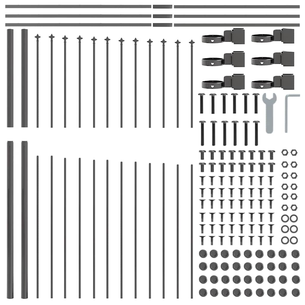 Vrtna Ograda 5 pcs Siva 170 x 215 cm Čelik s prahom premazan