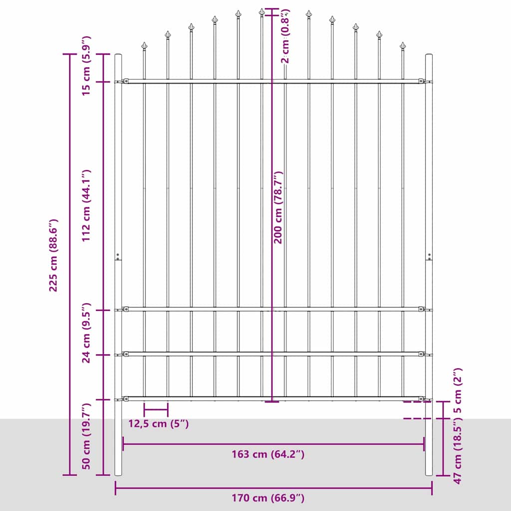 Vrtna Ograda 3 pcs Bijelo 170 x 225 cm Čelik s prahom premazan