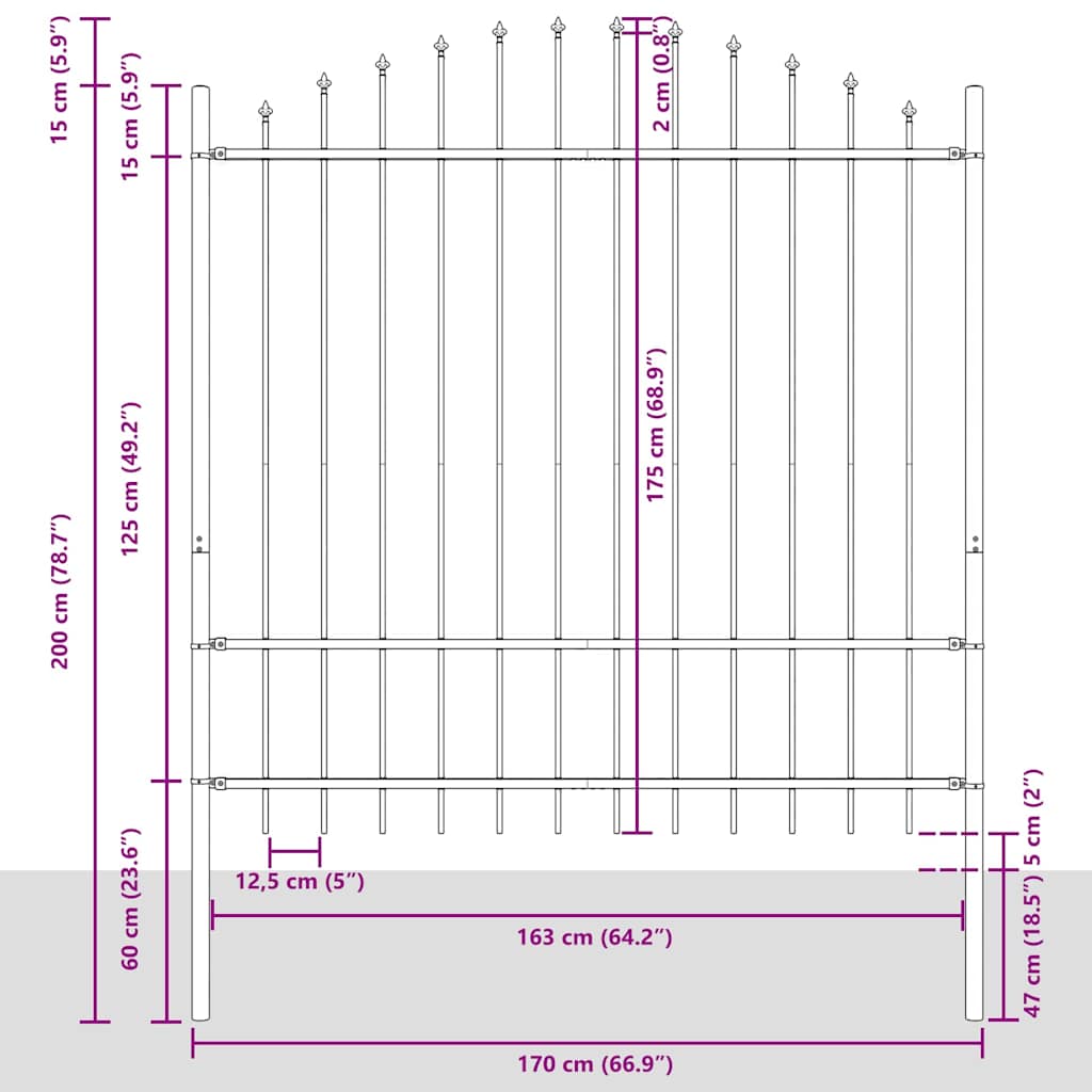Vrtna Ograda 7 pcs Bijelo 170 x 215 cm Čelik s prahom premazan