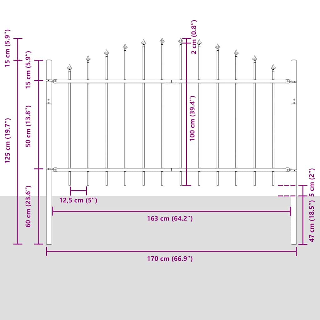 Vrtna Ograda 8 pcs Bijelo 170 x 140 cm Čelik s prahom premazan
