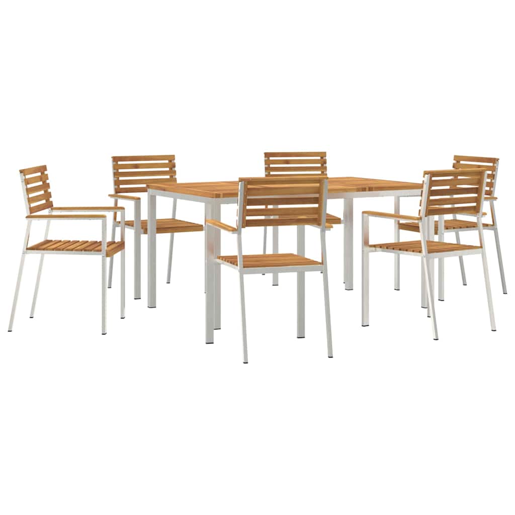 Vrtni set za objed 7 pcs Smeđa Čvrsto drvo akacije