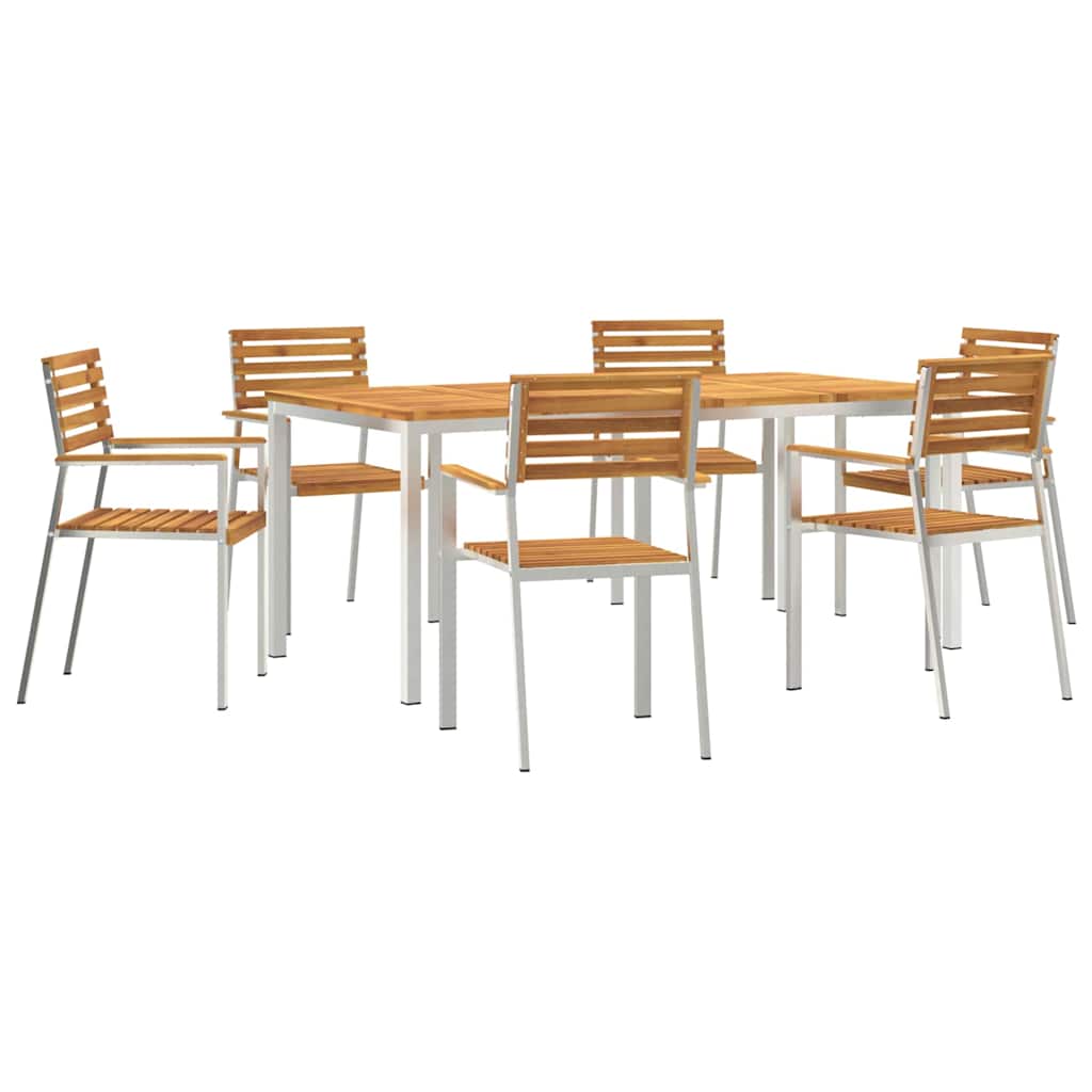 Vrtni set za objed 7 pcs Smeđa Čvrsto drvo akacije