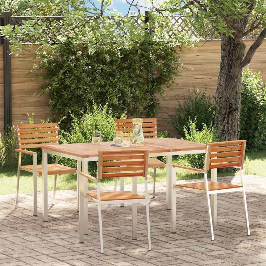 Vrtni set za objed 5 pcs Smeđa Čvrsto teak drvo