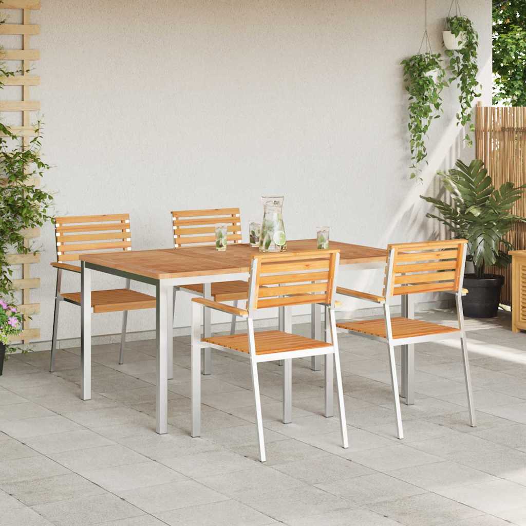 Vrtni set za objed 5 pcs Smeđa Čvrsto teak drvo