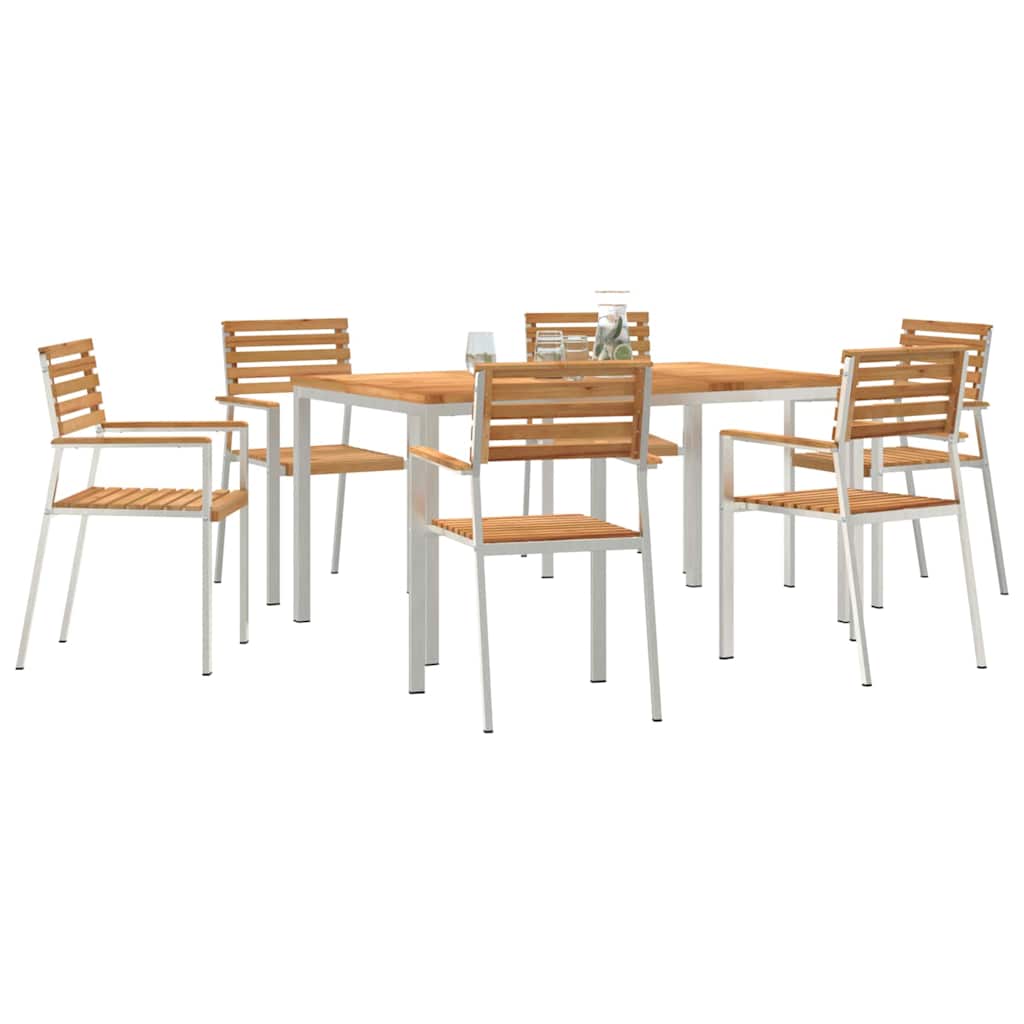Vrtni set za objed 7 pcs Smeđa Čvrsto teak drvo