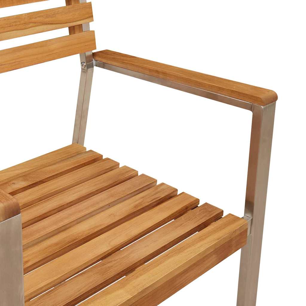 Vrtni set za objed 5 pcs Masivni teak drvo i nehrđajući čelik