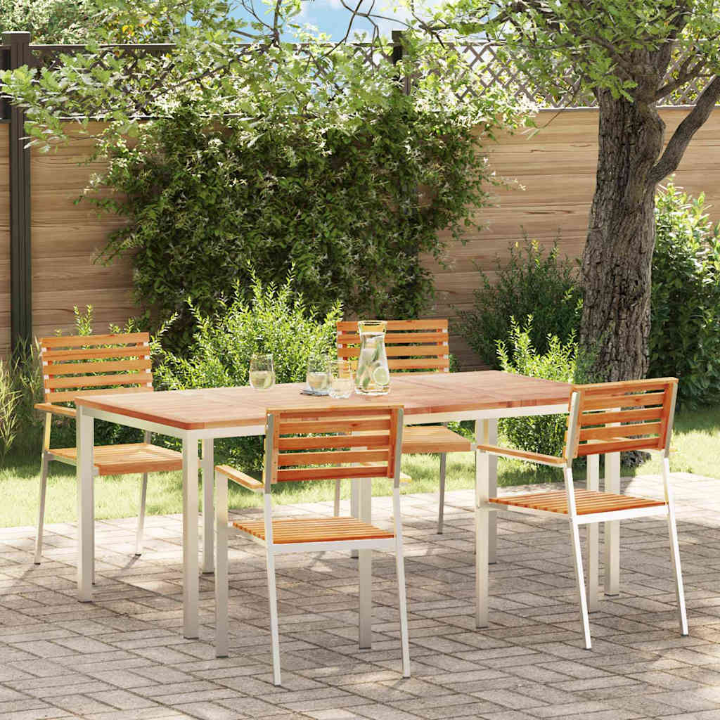 Vrtni set za objed 5 pcs Smeđa Čvrsto teak drvo