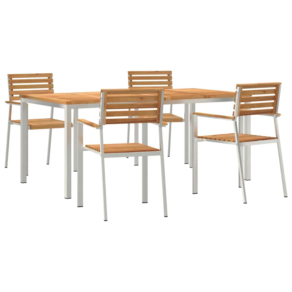 Vrtni set za objed 5 pcs Smeđa Čvrsto teak drvo