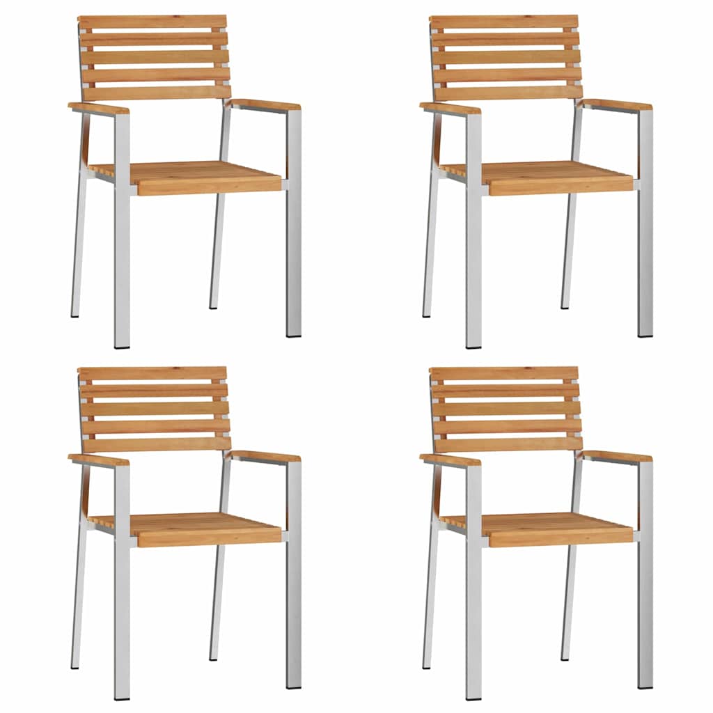 Vrtni set za objed 5 pcs Masivni teak drvo i nehrđajući čelik