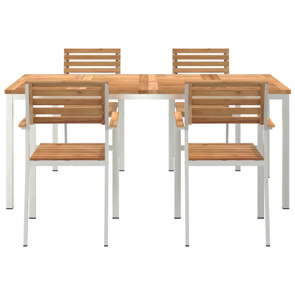 Vrtni set za objed 5 pcs Masivni teak drvo i nehrđajući čelik