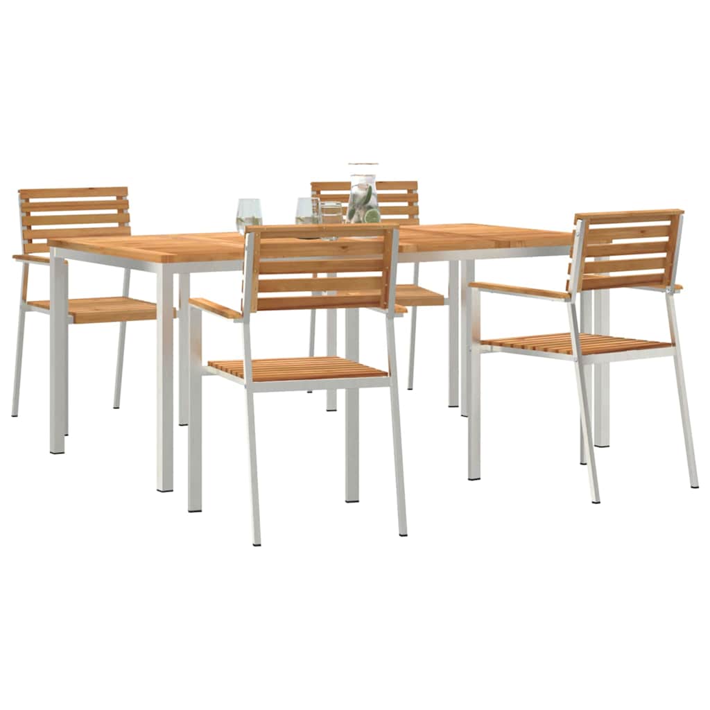 Vrtni set za objed 5 pcs Masivni teak drvo i nehrđajući čelik