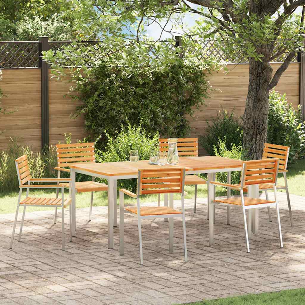 Vrtni set za objed 7 pcs Smeđa Čvrsto teak drvo
