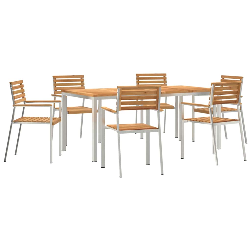 Vrtni set za objed 7 pcs Masivni teak drvo i nehrđajući čelik