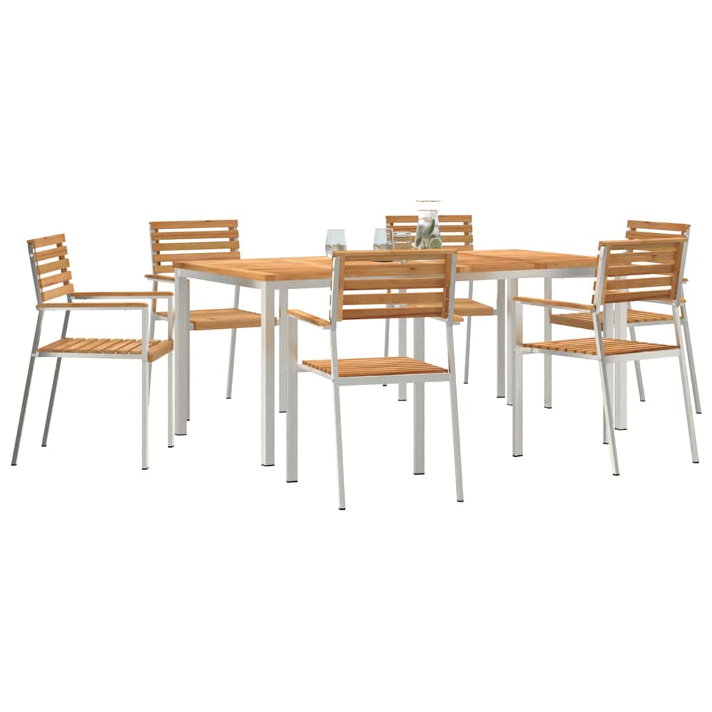 Vrtni set za objed 7 pcs Smeđa Čvrsto teak drvo