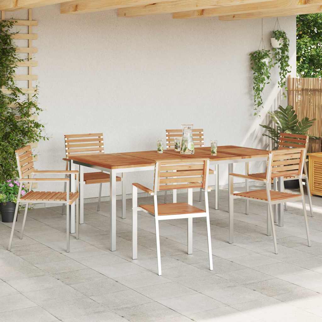 Vrtni set za objed 7 pcs Masivni teak drvo i nehrđajući čelik