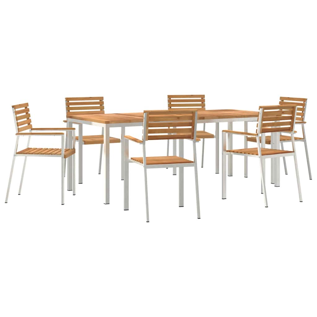 Vrtni set za objed 7 pcs Masivni teak drvo i nehrđajući čelik