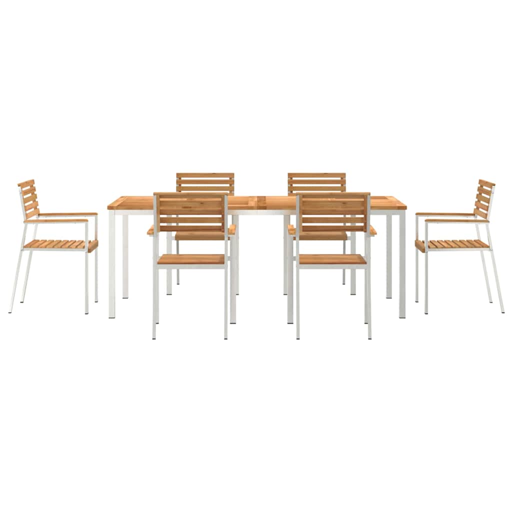 Vrtni set za objed 7 pcs Smeđa Čvrsto teak drvo