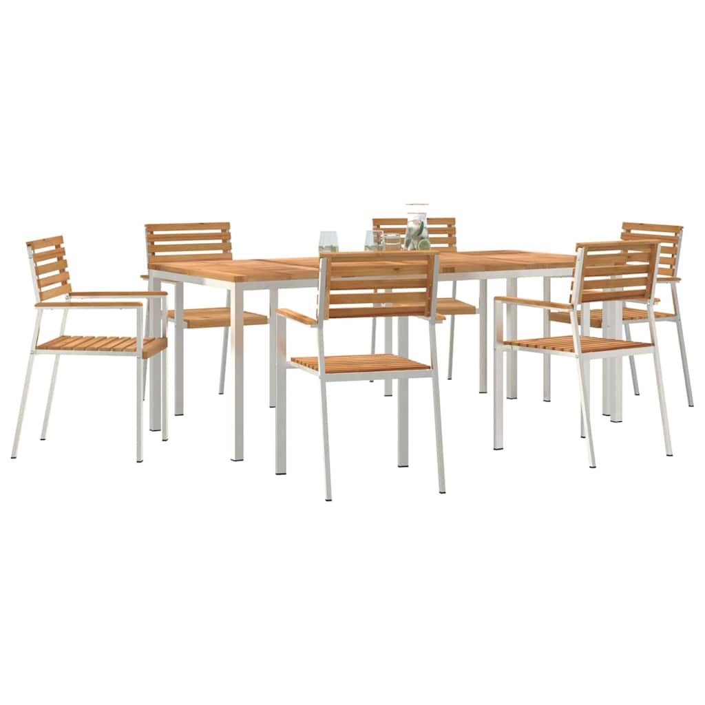 Vrtni set za objed 7 pcs Masivni teak drvo i nehrđajući čelik