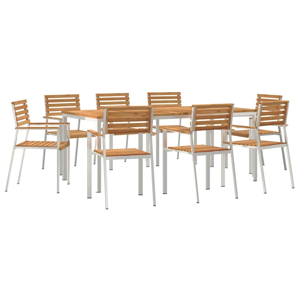 Vrtni set za objed 9 pcs Smeđa Čvrsto teak drvo