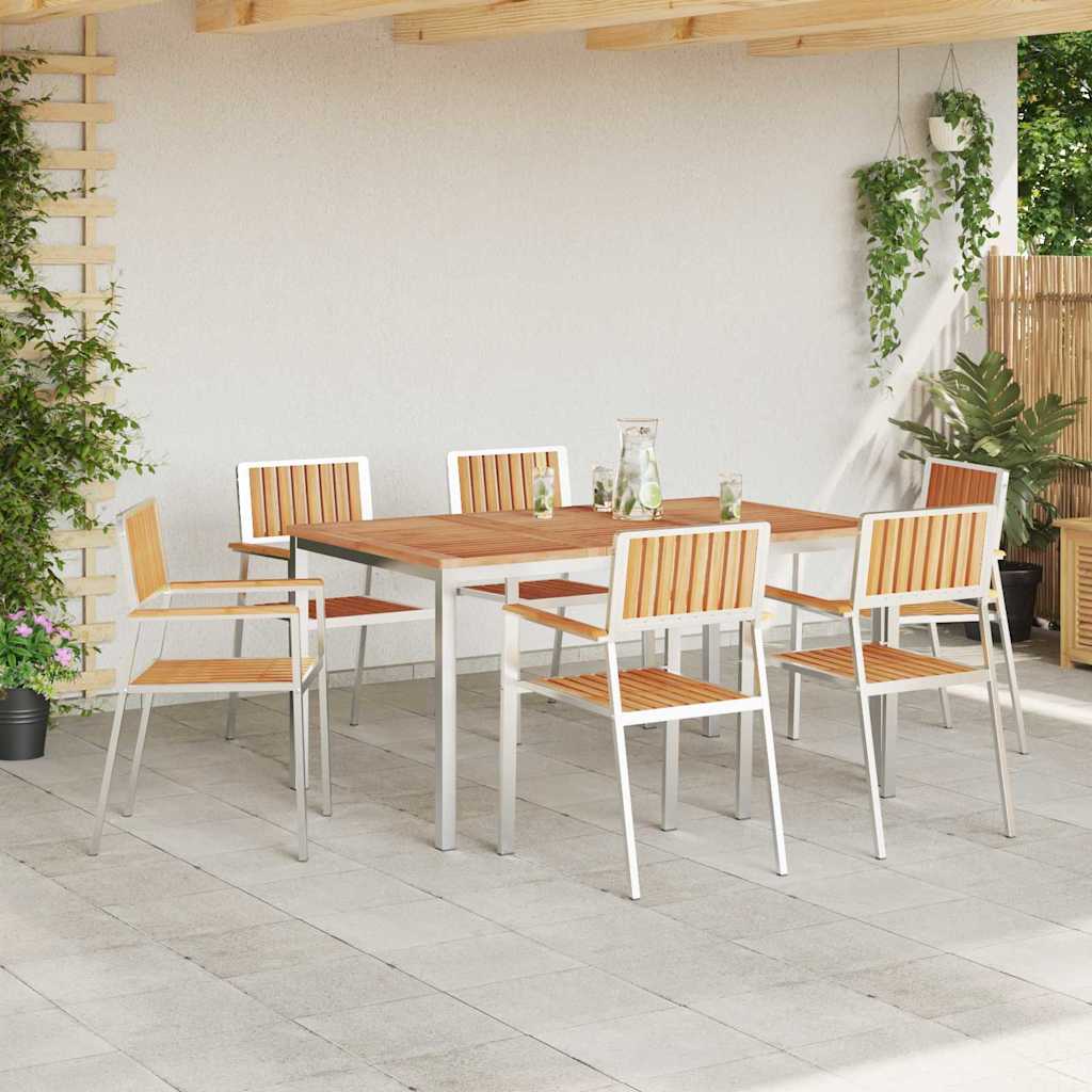 Vanjski set za objedovanje 7 pcs Smeđa Čvrsto teak drvo