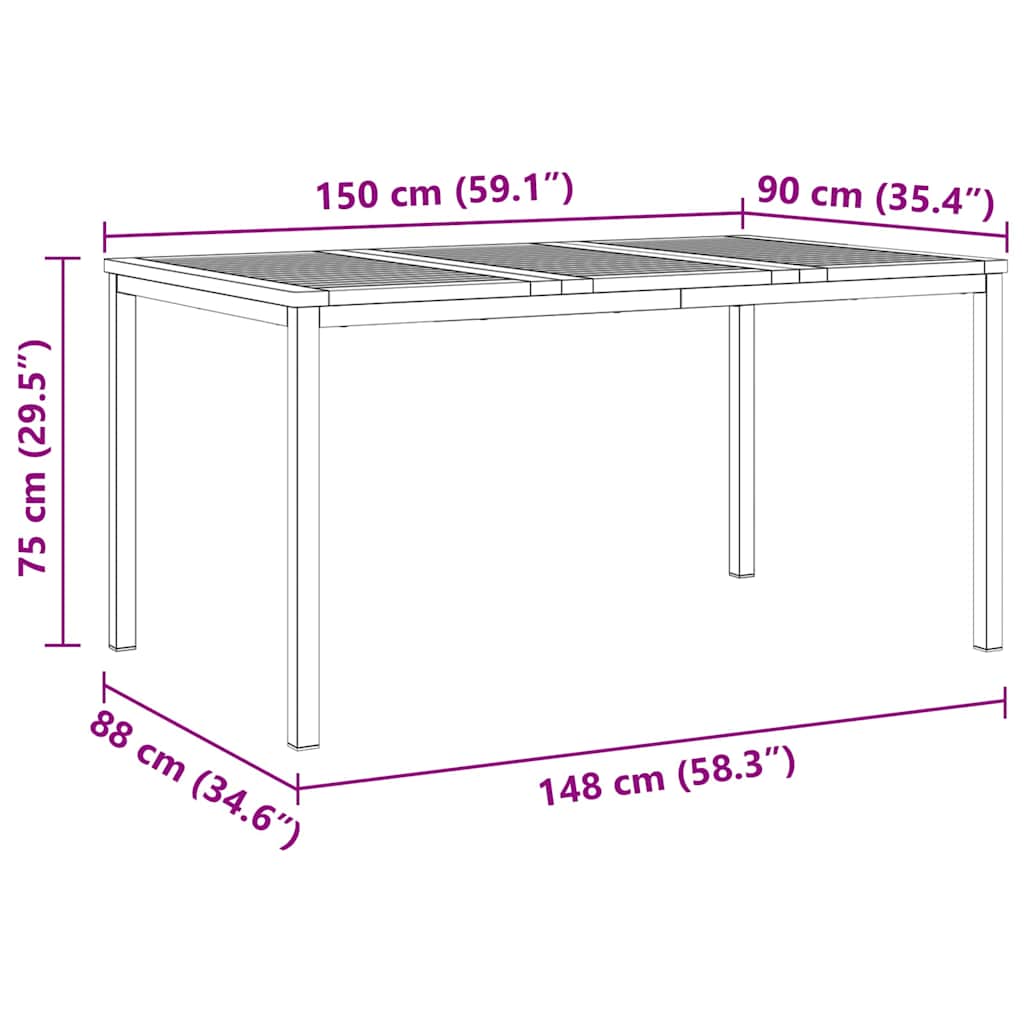 Vrtni set za objed 7 pcs Smeđa Čvrsto drvo akacije