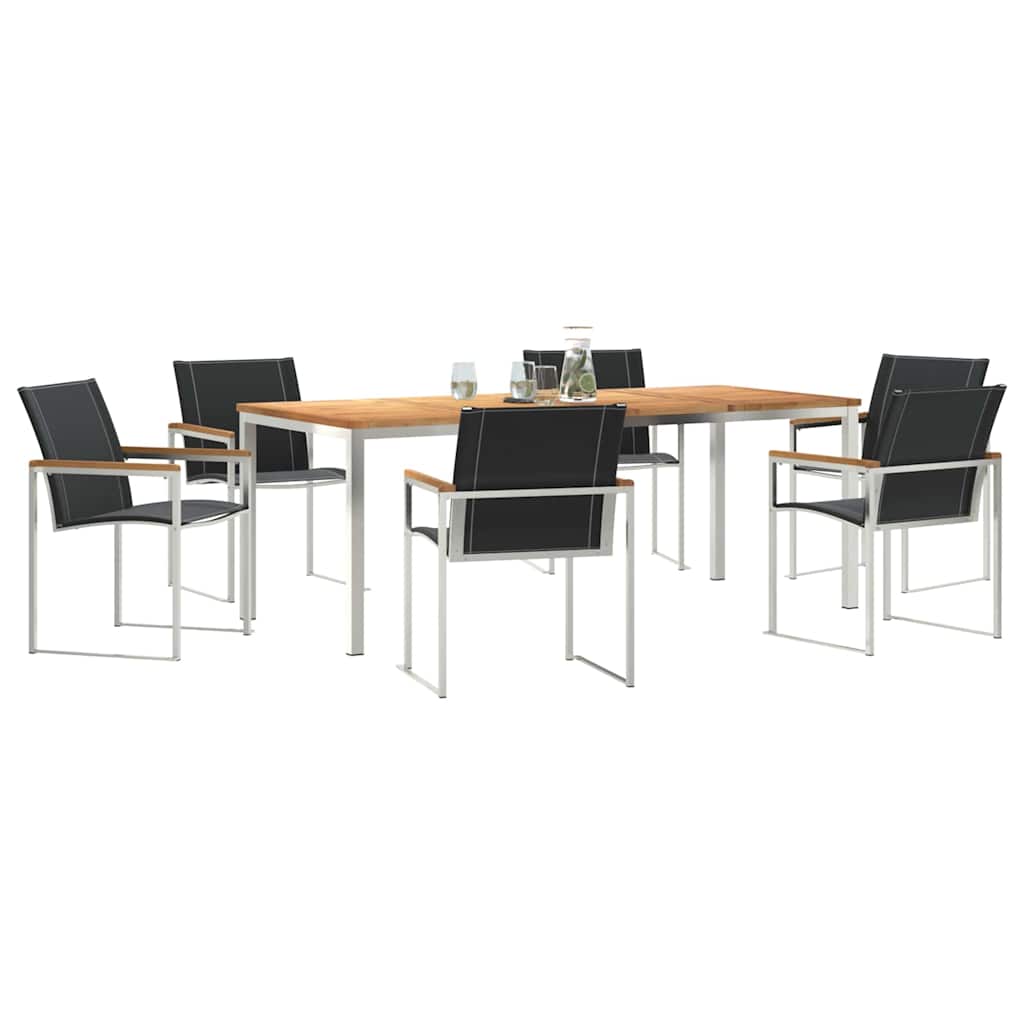 Vrtni set za objed 7 pcs Smeđa Čvrsto drvo akacije