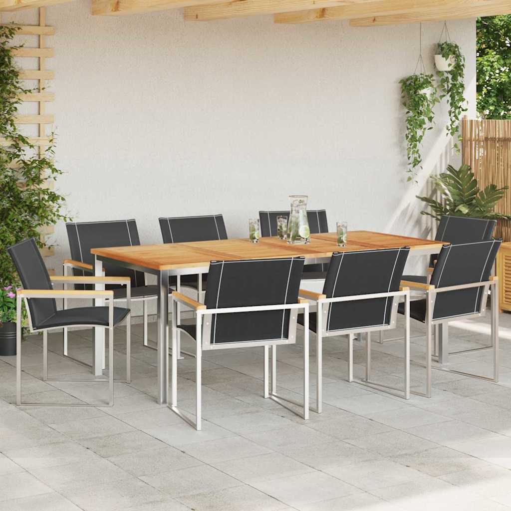 Vrtni set za objed 9 pcs Smeđa Čvrsto drvo akacije