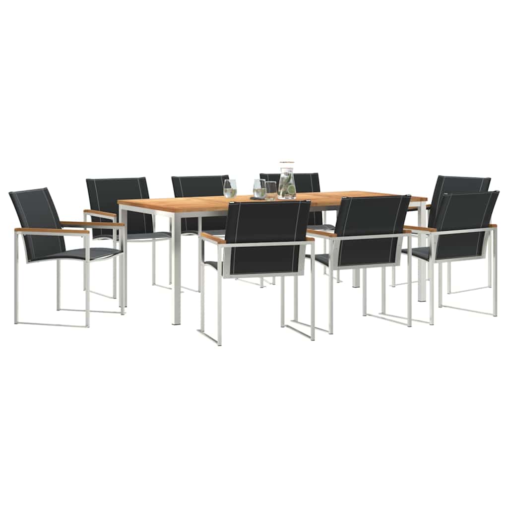Vrtni set za objed 9 pcs Smeđa Čvrsto drvo akacije