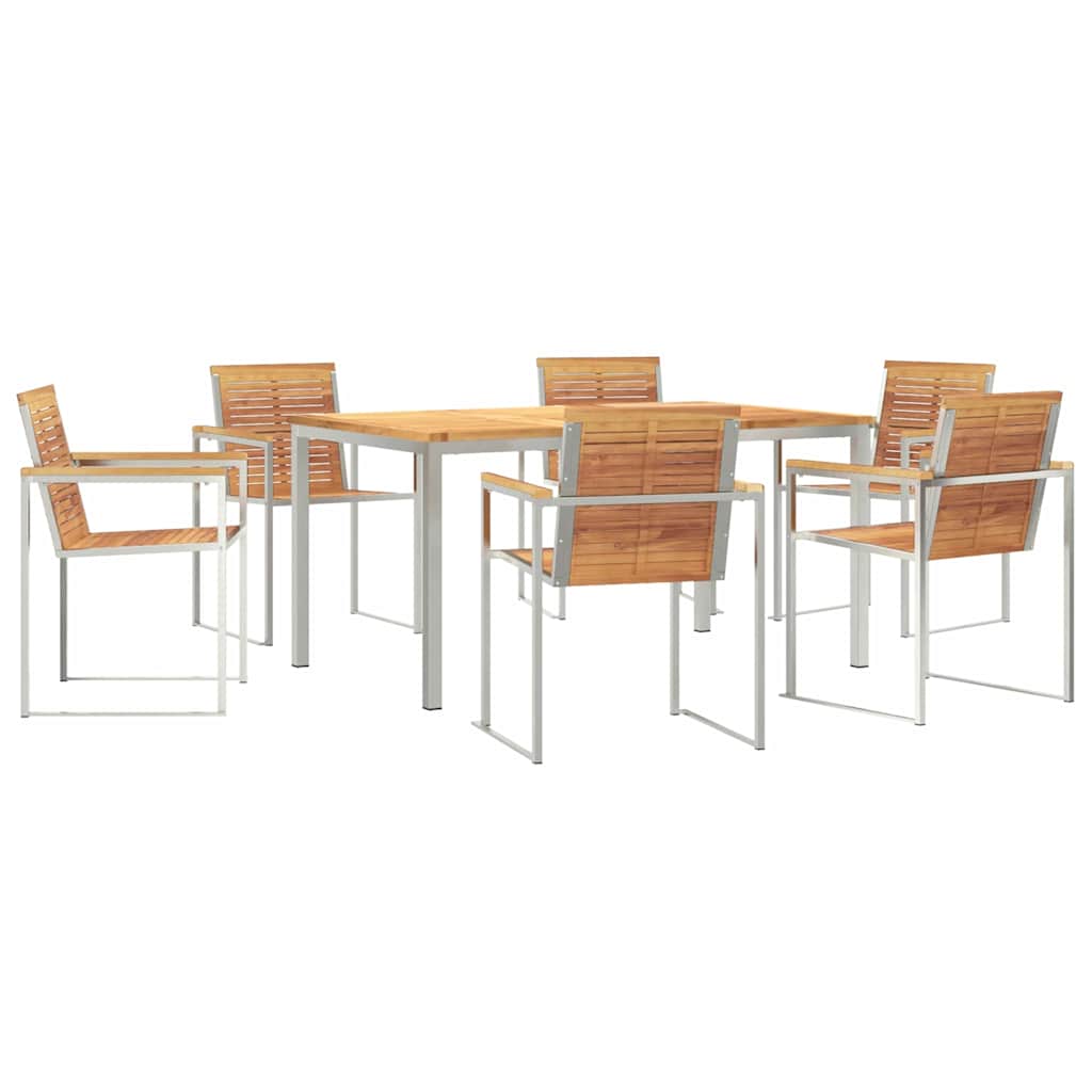 Vrtni set za objed 7 pcs Smeđa Čvrsto teak drvo