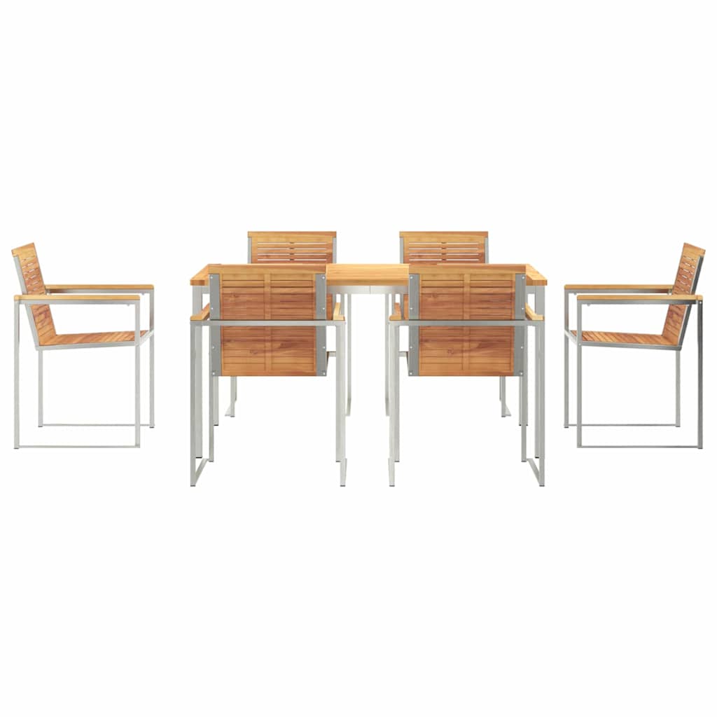 Vrtni set za objed 7 pcs Smeđa Čvrsto teak drvo